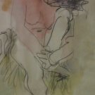 Figure, Watercolor and Pencil Drawing By Carmel Artist Victor Di Gesu - Framed Artwork