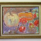 Pumpkin Still Life By Carmel Artist Janet Ament de la Roche, Oil Painting on Board - Framed Artwork