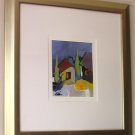 Houses By Ali Golkar, Original Acrylic Painting on Paper - Framed Artwork