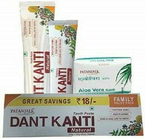 Patanjali Dant Kanti Toothpaste Value Pack - 300 g (200 g x1N and 100 g x1N) + 1