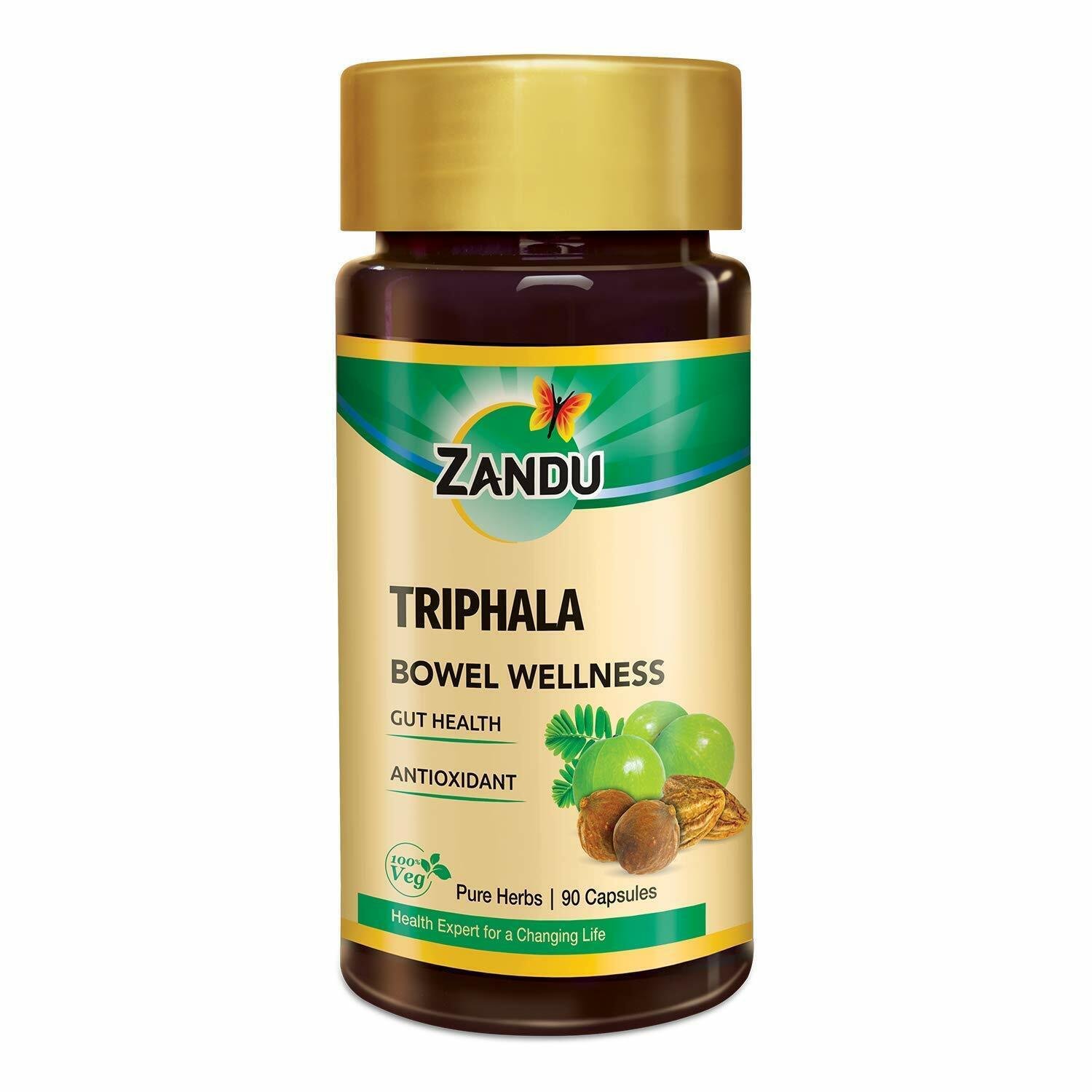 Zandu Triphala Capsules, Supports Bowel Wellness & Healthy Gut 90 Capsule