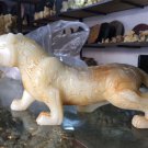 10" Old China 100% Natural White Jade Master Carved Jade Tiger Statue Sculpture