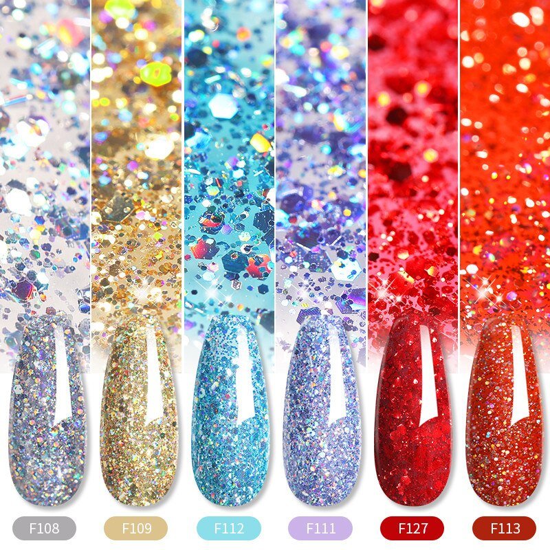 LILYCUTE Glitter Gel Nail Polish Summer Popular Semi Permanent Art UV Varnish 7ML
