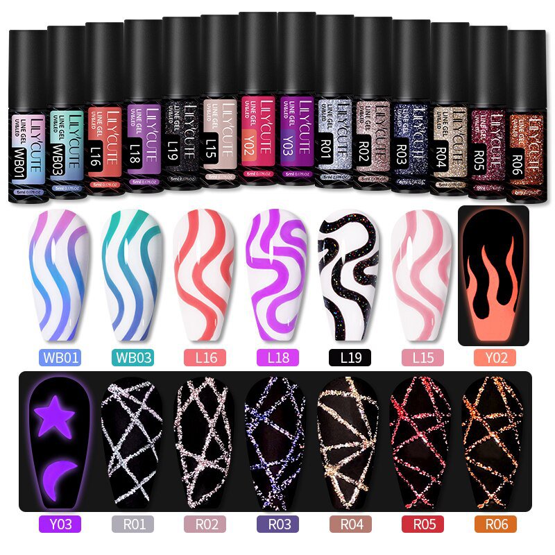 Line Polish Gel kit 14/10 Colors 5ml Nail Art 14pcs Sets 011