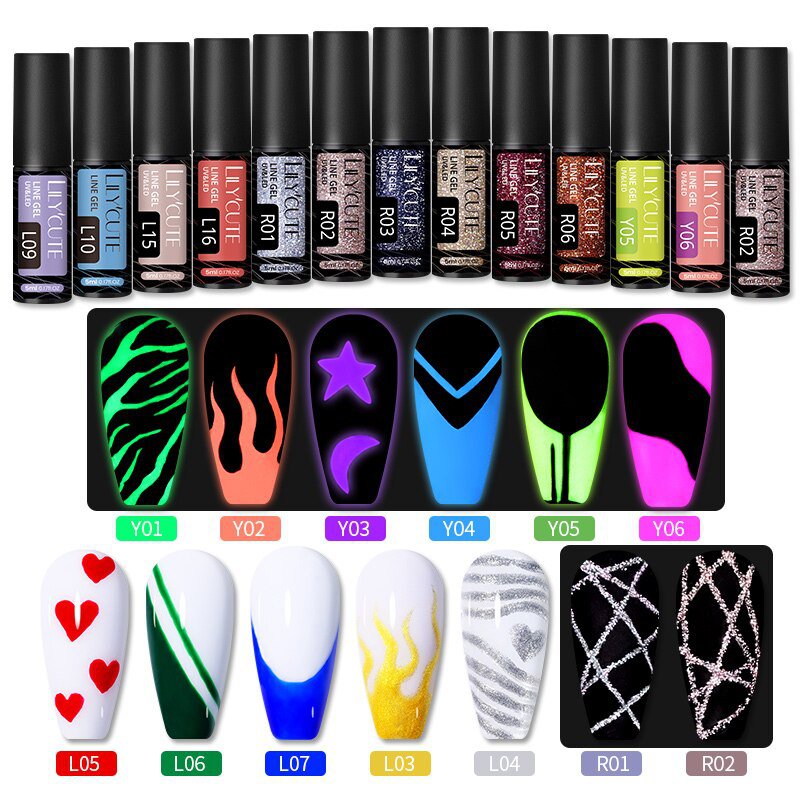Line Polish Gel kit 14/10 Colors 5ml Nail Art 14pcs Sets 03