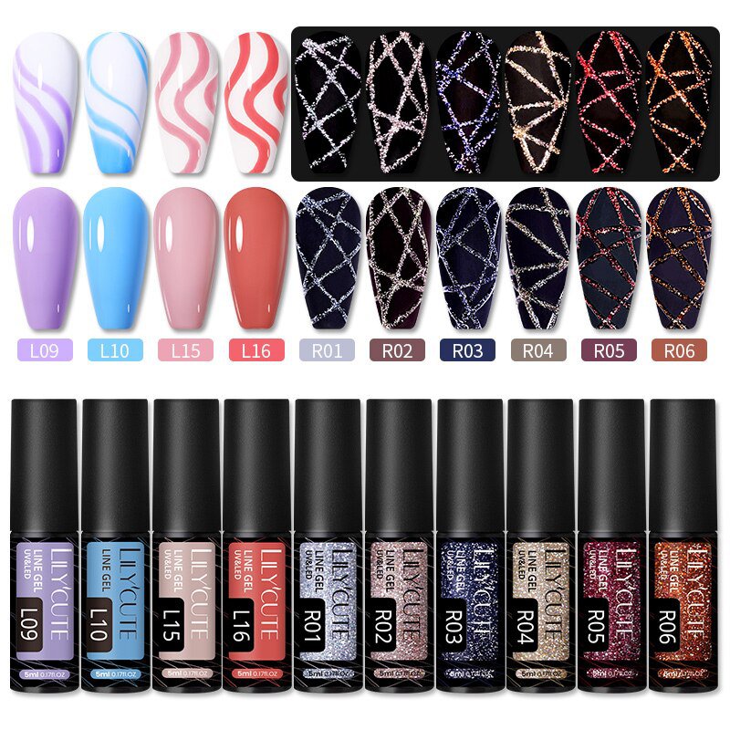 Line Polish Gel kit 14/10 Colors 5ml Nail Art 14pcs Sets 04