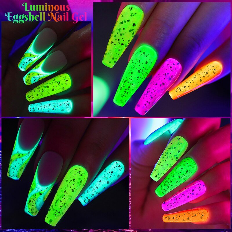 Neon Luminous Eggshell Gel Nail Polish Glow In Dark Semi Permanent 7ml