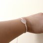 Rose Quartz Stone Heart Genuine White Freshwater Pearl Beaded Bracelet