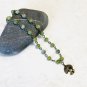 Cute Mushroom Green Gemstone Serpentine Necklace, Bronze Mushroom Pendant