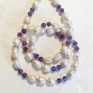 Pink Freshwater Pearl Purple Amethyst Beaded Necklace