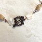 Peach Aventurine White Flower Nacre Necklace, Natural Gemstone Copper Chain