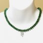 Hunter Green Beaded Aventurine Leaf Branch Pendant Necklace