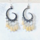 Natural Gemstone (Calcite + Sterling Silver) Dangle Earrings