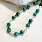 Teal Beaded Matte Zoisite Natural Large Stone Necklace