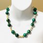 Teal Beaded Matte Zoisite Natural Large Stone Necklace
