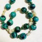 Teal Beaded Matte Zoisite Natural Large Stone Necklace