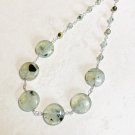 Light Green Gemstone Prehnite Coin Chain Necklace