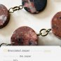 Dark Red Jasper Boho Long Necklace, Natural Gemstone Pendant Bronze Chain