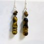 Natural Gemstone Tigers Eye Silver Dangle Drop Earrings