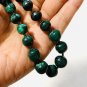 Hunter Green Genuine Natural Malachite Graduated Gemstone Beaded Necklace
