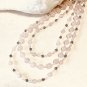 Triple Strands Natural Gemstone Rose Quartz Beaded Necklace