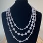Triple Strands Natural Gemstone Rose Quartz Beaded Necklace