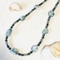 Ethnic Boho Long Necklace w/ Green Natural Gemstone Tree & Moss Agate