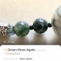 Ethnic Boho Long Necklace w/ Green Natural Gemstone Tree & Moss Agate