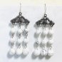 White Magnesite Natural Gemstone Festival Beaded Dangle Silver Earrings
