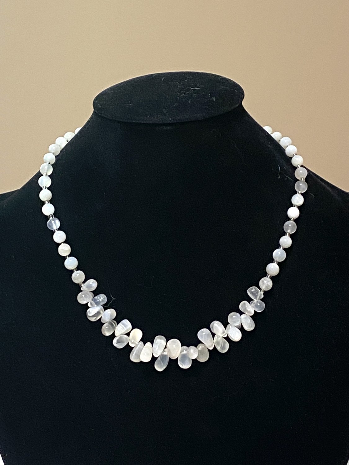 White / Gray Moonstone Necklace, Genuine Natural Gemstone June Birthstone