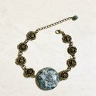 Antique Bronze Chunky Agate Rose Chain Bracelet