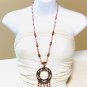 Dreamcatcher Long Necklace with Red Stones-Goldstone (Sun Sitara), Cherry Quartz