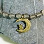 Dark Moonstone Bronze Cat on the Moon Necklace, Genuine Gemstone June Birthstone