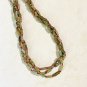 Natural Unakite Beaded 3-Strand Twisted Necklace, Genuine Gemstone