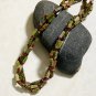 Natural Unakite Beaded 3-Strand Twisted Necklace, Genuine Gemstone