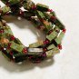 Natural Unakite Beaded 3-Strand Twisted Necklace, Genuine Gemstone