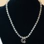 Dark Moonstone Silver Cat on the Moon Necklace, Genuine Gemstone June Birthstone