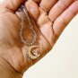 Dark Moonstone Silver Cat on the Moon Necklace, Genuine Gemstone June Birthstone