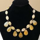 Natural Hematoid Quartz Chandelier Drop Necklace, Genuine Yellow Gemstone