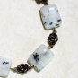 White Natural Dendritic Agate Bracelet (Genuine Gemstone) + Copper Rose