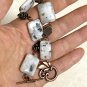 White Natural Dendritic Agate Bracelet (Genuine Gemstone) + Copper Rose