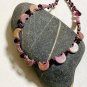 Crescent Moon Rhodonite Garnet Necklace, Beaded Genuine Gemstone