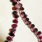 Crescent Moon Rhodonite Garnet Necklace, Beaded Genuine Gemstone