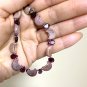 Crescent Moon Rhodonite Garnet Necklace, Beaded Genuine Gemstone