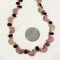 Crescent Moon Rhodonite Garnet Necklace, Beaded Genuine Gemstone