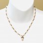 Pink Freshwater Pearl Necklace with Cute Pendant, Copper Chain
