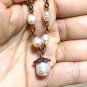 Pink Freshwater Pearl Necklace with Cute Pendant, Copper Chain