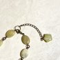 Natural Olive Yellow Opal Necklace, Cute Bronze Mushroom + Genuine Gemstone