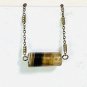 Natural Eye Agate Necklace, Genuine Gemstone Bar Pendant & Bronze Chain