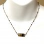 Natural Eye Agate Necklace, Genuine Gemstone Bar Pendant & Bronze Chain